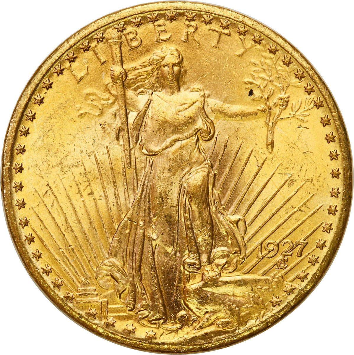 USA. Złote 20 $ dolarów 1927 Filadelfia St. Gaudens - WYŚMIENITA